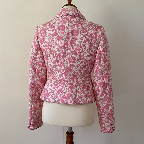 Ann Taylor Loft Pink Retro Flower Print Blazer Jacket size 4 - Picture 2 of 15